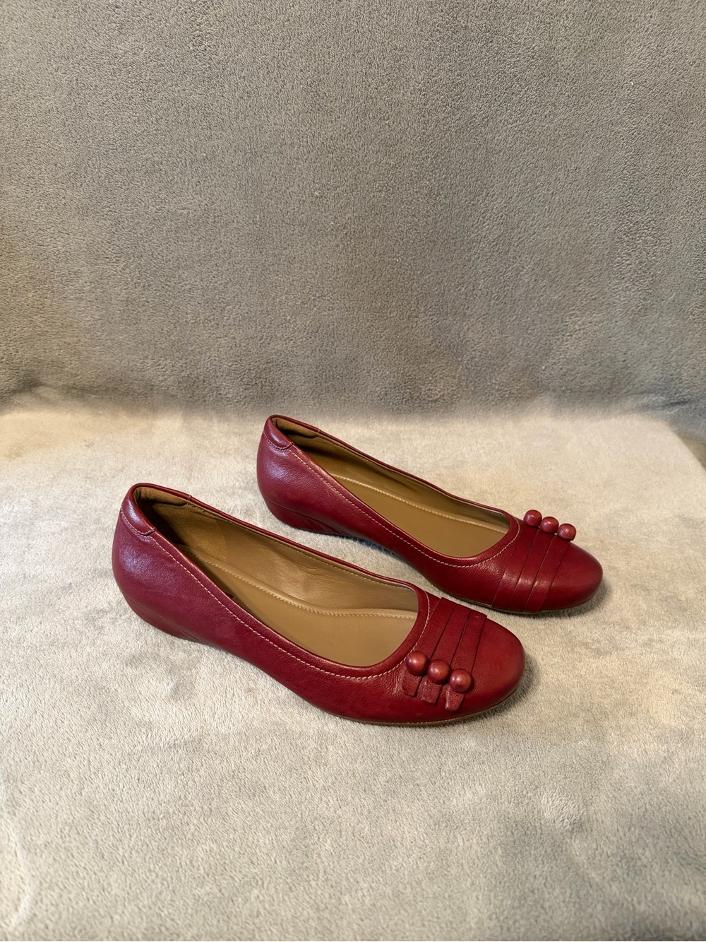 Ecco Women’s Keystone Red Brown Leather Ballet Flat Shoes Size US 11-11.5
